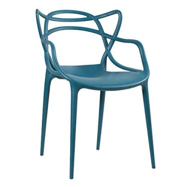 Imagem de Loft7, Cadeira Design Allegra Polipropileno Injetado Alta Densidade Empilhável Sala Cozinha Jantar Bar Jardim Varanda Azul Turquesa