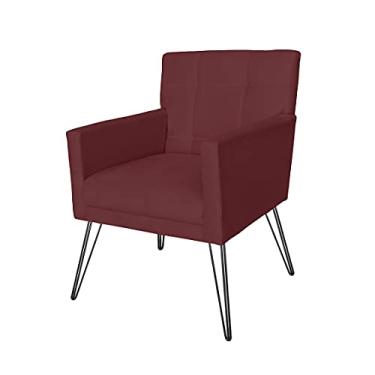 Imagem de Poltrona Estofada Para Sala de Espera Pés de Ferro Onix Suede Vermelho Bordo - LM DECOR