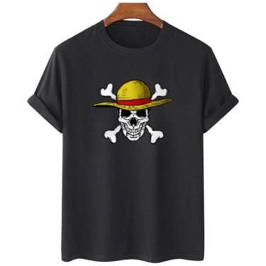 Imagem de Camiseta feminina algodao Caveira Pirata Chapeu de Palha