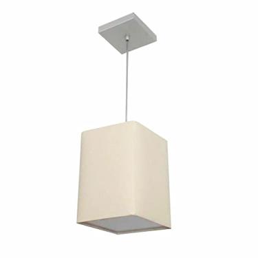 Imagem de Lustre Pendente Quadrado Cúpula Tecido 25/16x16 cm, Vivare Iluminação, Pendente4007 LLA-35, Linho Bege, Pequeno