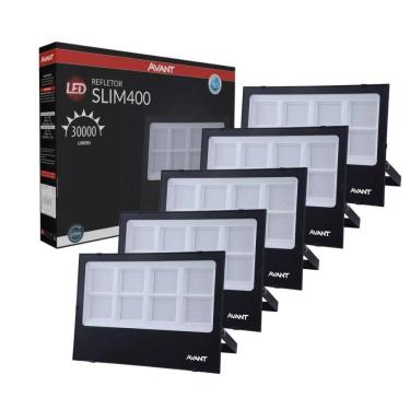 Imagem de Refletor Avant Led Slim 400w Preto Bivolt 5 Unidades