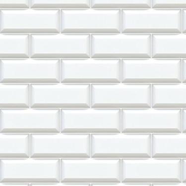 Imagem de Papel De Parede Adesivo Tijolinho Azulejo Branco Rolo 2,50m