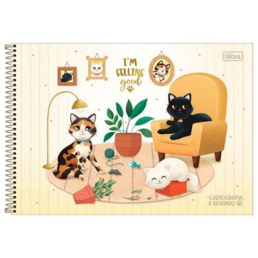 Imagem de Caderno De Cartografia Purrfect Cats 80 Folhas Tilibra