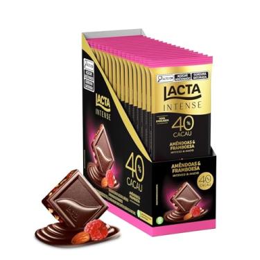 Imagem de Chocolate Lacta Intense Meio Amargo 40% Cacau Amêndoas E Framboesa Caixa Com 17 Unidades De 85g