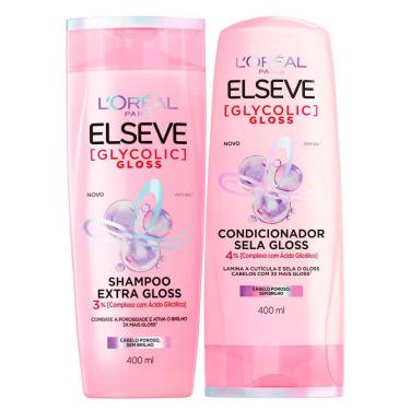 Imagem de Kit Shampoo Elseve Glycolic Gloss 400ml + Condicionador  Elseve Glycolic Gloss 400ml