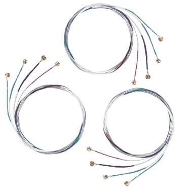 Imagem de Conjunto completo de cordas de violino 4/4, pacote com 12 peças, núcleo de aço clássico universal com extremidade esférica niquelada para instrumentos de violino (G-D-A-E)