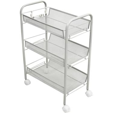 Imagem de Carrinho Organizador Multiuso 3 Prateleiras De Metal (Cinza)