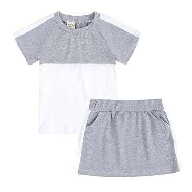Imagem de Metaxas Camiseta de verão unissex para bebês recém-nascidos com patchwork macio 2 peças (cinza, 13-14 anos)