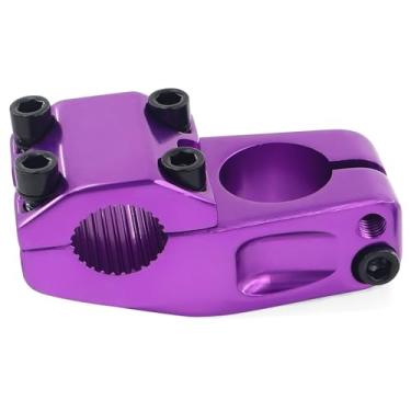 Imagem de MAKELEN Haste de bicicleta para BMX bicicleta liga de alumínio engrenagem fixa haste de bicicleta roxo brilhante