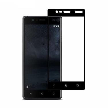 Imagem de INSOLKIDON 2 pacotes compatíveis com Nokia 3 película de vidro temperado cobertura completa ultra transparente 3D protetor de tela premium vidro protetor de tela (preto)