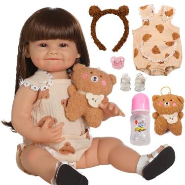 Imagem de Bebê Reborn Boneca Silicone Menina Sorriso Urso 48cm Pode dar Banho Criança Presente Original
