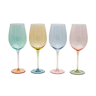 Imagem de Jogo de 4 Taças para Vinho em Vidro 550Ml A25Cm Colorido Fracalanza - Full Fit