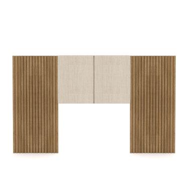 Imagem de Cabeceira Painel Solteiro Ripado Nature e Linho Bege Sevilha 203 cm - Pallazio