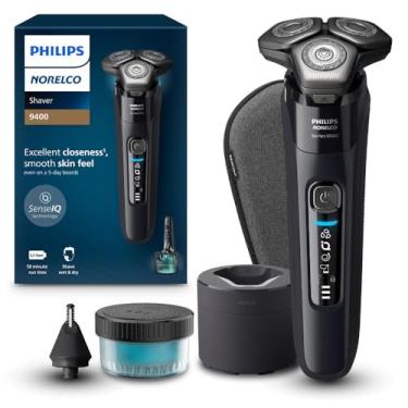 Imagem de Barbeador elétrico Philips Norelco Shaver Series 9400, com sistema de barbear Lift and Cut e tecnologia SenseIQ, aparador pop-up, modelo S9606/80