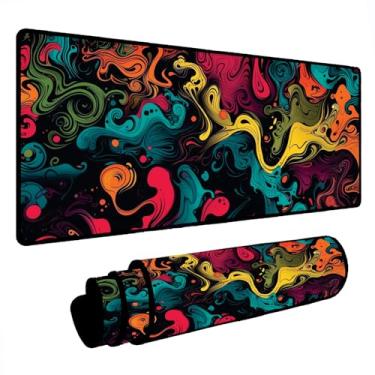 Imagem de Novo Mouse Pad Gamer Deskpad Speed Extra Grande Borda Costurada Profissional Varios Tamanhos - Fumaça Colors (80x40)