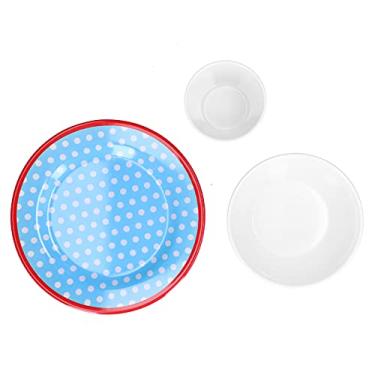 Imagem de Pratos e Tigelas Com Copos Conjunto de Prato de Salada, Conjunto de Prato de Imitação de Porcelana Conjunto de Jantar de Cozinha Melhor para Máquina de Lavar Louça de Festa