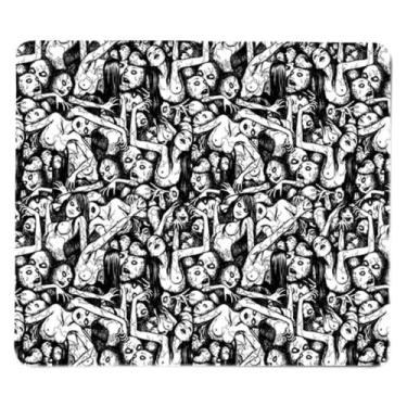 Imagem de Pinstant Junji Ito Tomie Uzumaki Colagem antiderrapante Gaming Mouse Pad, 18 x 22 cm, borracha preta com poliéster externo mousepad