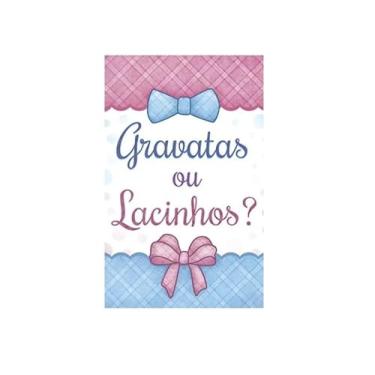 Imagem de Convite Chá de Revelação, Gravatas ou Lacinhos?, 10 Unidades, 10 cm x 6,5 cm