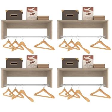 Imagem de Kit 4 Nichos Cabideiros Suspensos Berlim Carvalho Castanho - Lumil Móveis