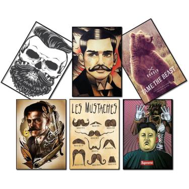 Imagem de Kit 6 Placas Decorativas Mdf 21X29,7Cm Barbearia 03