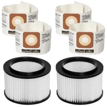 Imagem de ANBOO Pacote com 2 filtros de substituição 17810 para Craftsman Shop Aspiradores de pó molhado/seco de 3 a 4 galões + pacote com 4 sacos de vácuo CMXZVBE43270 compatíveis com aspirador de pó Craftsman