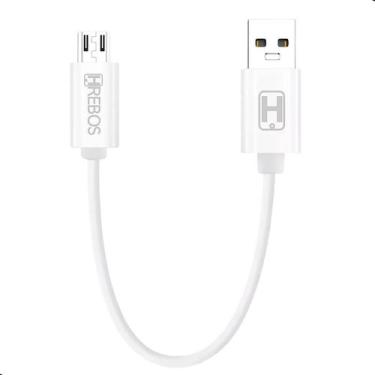 Imagem de Cabo Usb Curto 20Cm Turbo e Dados Micro Usb V8 Hrebos, BRANCO