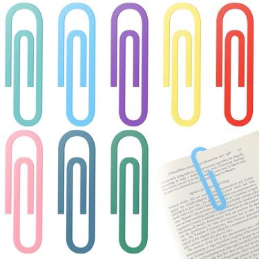 Imagem de Humyoun Pacote com 8 clipes de papel mega grandes, 100 mm, clipes de papel jumbo multicoloridos, clipes de papel de aço inoxidável, clipe de papel, marcador de livro, material escolar divertido para