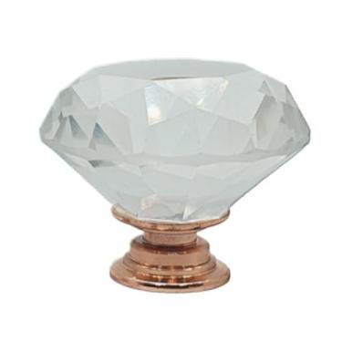 Imagem de Puxador Ponto Diamante De Vidro 40mm Com Base Rose Gold - Paraiso Ferr