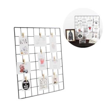 Imagem de Painel de Fotos Memory Board Grade Metal Preto 48x48 - TUDOPRAFOTO