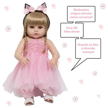 Imagem de Bebe Reborn de Silicone Menina Loira Bailarina Fala e Chora - Cegonha 
