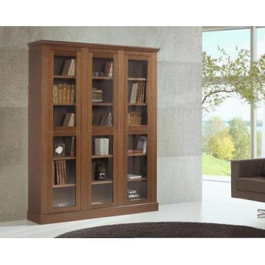 Imagem de Estante Biblioteca Vicenza 3 Corpos Madeira Maciça Com Portas Vidro We