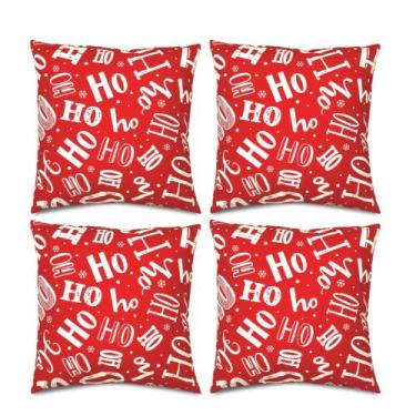 Imagem de Kit 4 Capas de almofadas Decorativas de Natal Natalina Vermelha 45 X 4