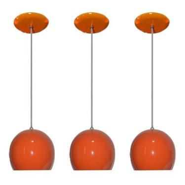Imagem de Kit Com 03 Pendentes Colorido Para Balcão Cozinha Americana - Lustres 