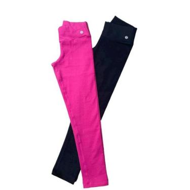 Imagem de Kit 2 Calças Legging Cotton Infantil - SUPORT FITNESS, Feminino, 4, Pr