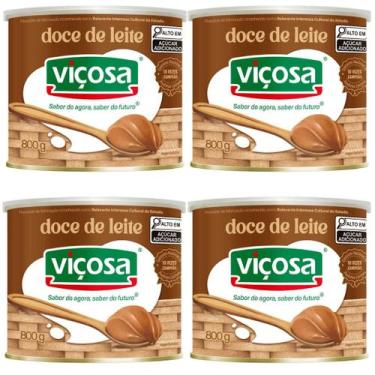 Imagem de Doce De Leite Cremoso Viçosa Tradicional Lata 800g Kit 4 Unidades