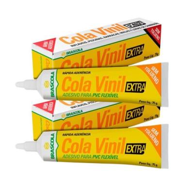 Imagem de Cola Vinil Extra Brascola Pvc Flexível Bisnaga 75g 2 Unidades