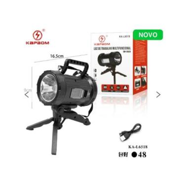 Imagem de Lanterna Holofote Luz De Trabalho Led Usb Solar + Suporte  - kapbom