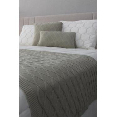 Imagem de Peseira Tricô Losango HomeBliss, Bege, King 260x85cms