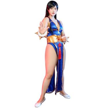 Imagem de Micotaku Street Fighter Officially Licensed Classic Chun-Li Blue Side-slit Long Qipao Cosplay Costume Halloween Costume