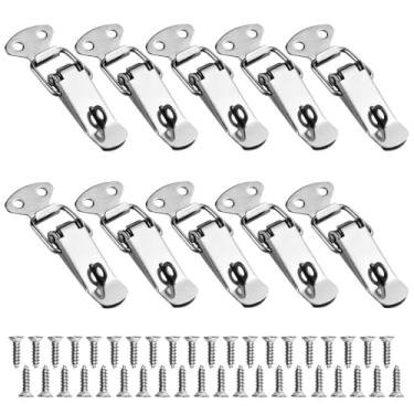 Imagem de WMYCONGCONG 10 peças de trava com mola com trava de ferragem 72 mm 304 aço inoxidável 304 travas de fivela de segurança com orifício de cadeado para porta-malas, caixa de armário caixa de ferramentas