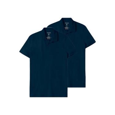 Imagem de Kit com 2 Camisetas Polo Masculina Malwee 1000004430, Azul marinho, M