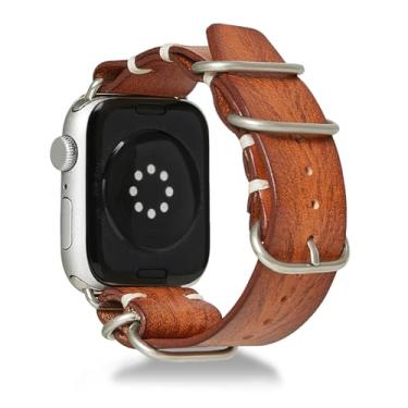 Imagem de Jeereal Pulseiras de couro curtido vegetal compatíveis com Apple Watch Series 9, Ultra 2/Ultra, SE/SE 2ª geração, 8 7 6 5 4 3 2 1, 38 mm, 40 mm, 41 mm, 42 mm, 44 mm, 45 mm, 49 mm, substituição para
