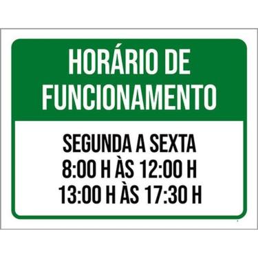 Imagem de Kit 3 Placas Verde Horário Funcionamento Segunda Sexta