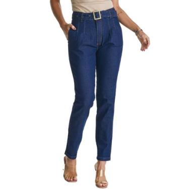 Imagem de Calça Jeans HNO Reta Mom Classic c/ Cinto Azul Marinho - HNO Jeans, 44