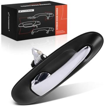 Imagem de A-Premium Maçaneta externa do lado do passageiro dianteiro direito compatível com Lincoln Town Car 2003, caixa preta com alavanca cromada, substituição # 3W1Z5422404AAB