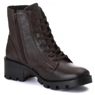 Imagem de Coturno Feminino Cano Curto Em Couro - Pettinari, Marrom, 38