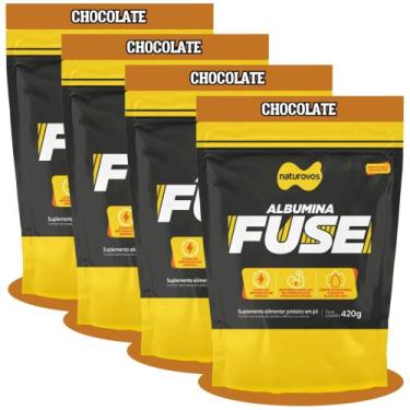 Imagem de Kit 4x Albumina Fuse 420g Proteína Naturovos - Sabor Chocolate