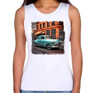 Imagem de Regata Feminina Carro retrô na cidade - Foca na Moda, Branco, G