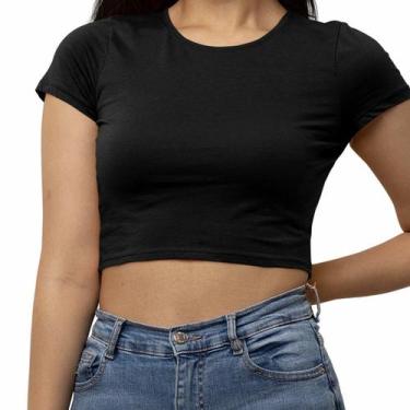 Imagem de Blusa Cropped Básico Preto Manga Curta - feth, M