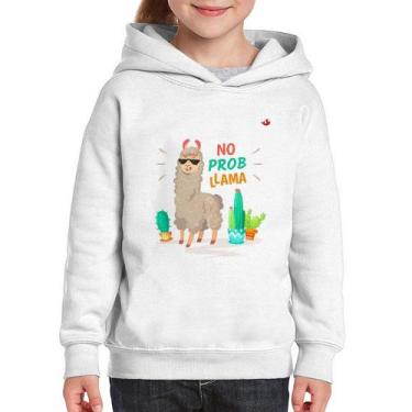 Imagem de Moletom Infantil No prob llama - Foca na Moda, Branco, 10